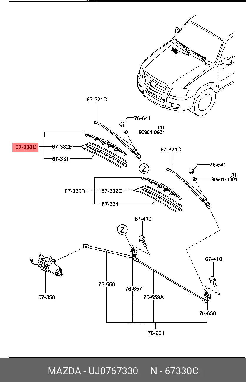 MAZDA UJ07-67-330 CONVENTIONAL WIPER