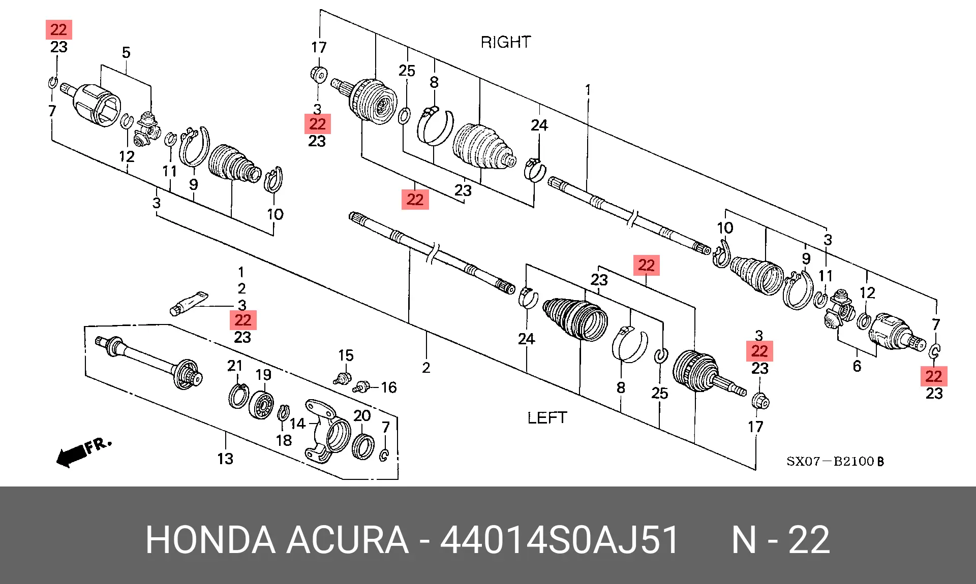 HONDA 44014-S0A-J51 CV-JOINT