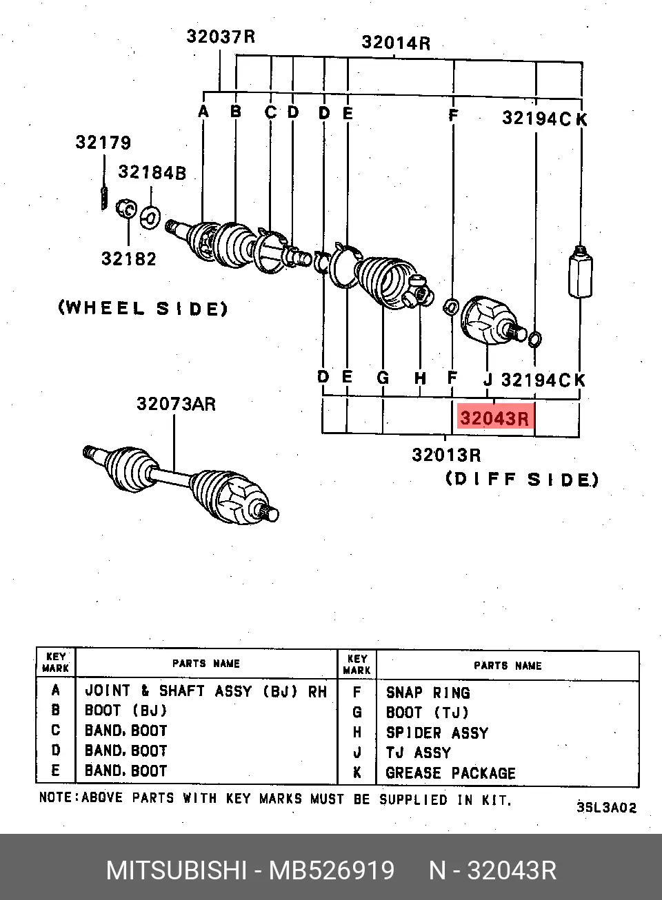 MITSUBISHI MB526919 CV-JOINT