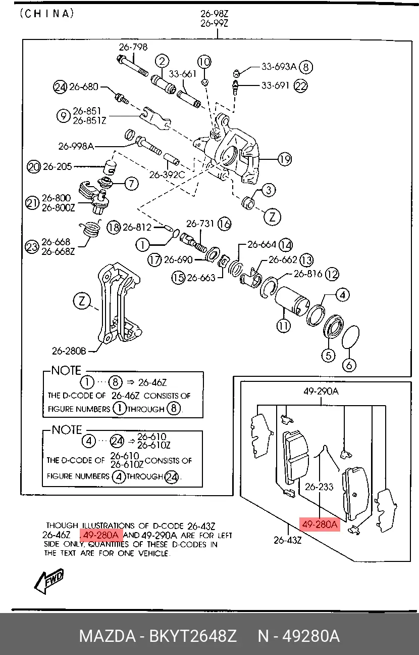MAZDA BKYT-26-48Z BRAKE PADS