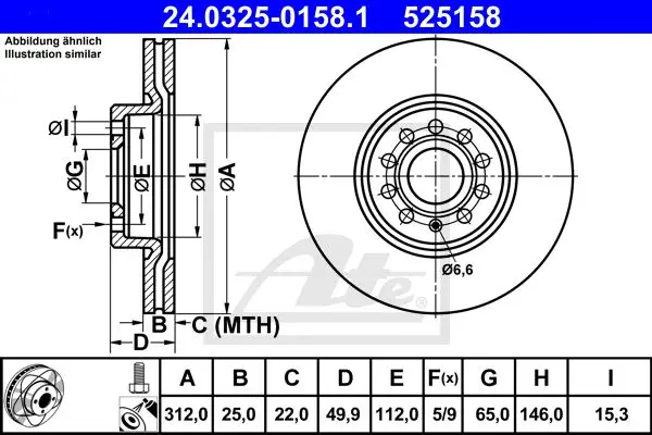 ATE 24.0325-0158.1 ROTOR DISC