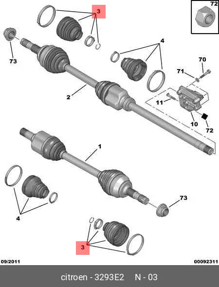 CITROEN 3293.E2 DRIVE SHAFT BOOT