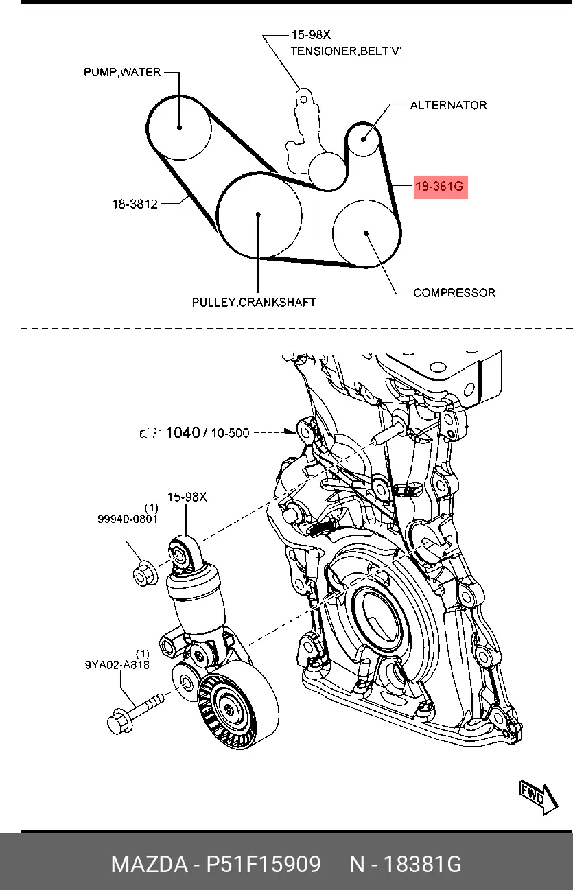 MAZDA P51F-15-909 MULTIRIB BELT