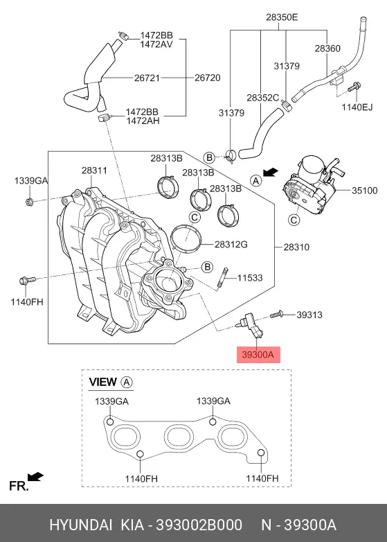 KIA 39300-2B000 AIR FLOW METER