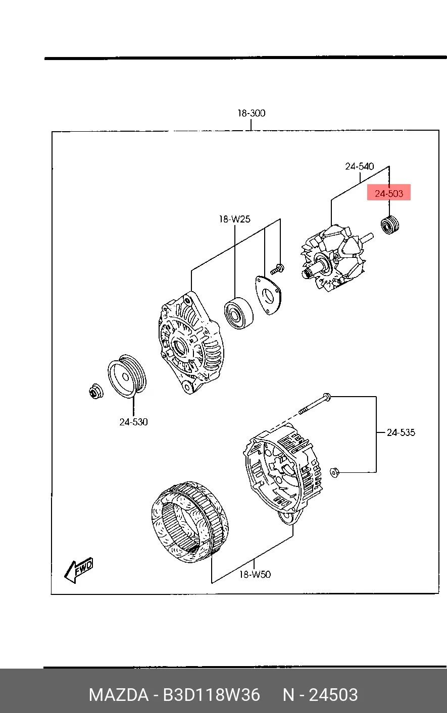 MAZDA B3D1-18-W36 BALL BEARING