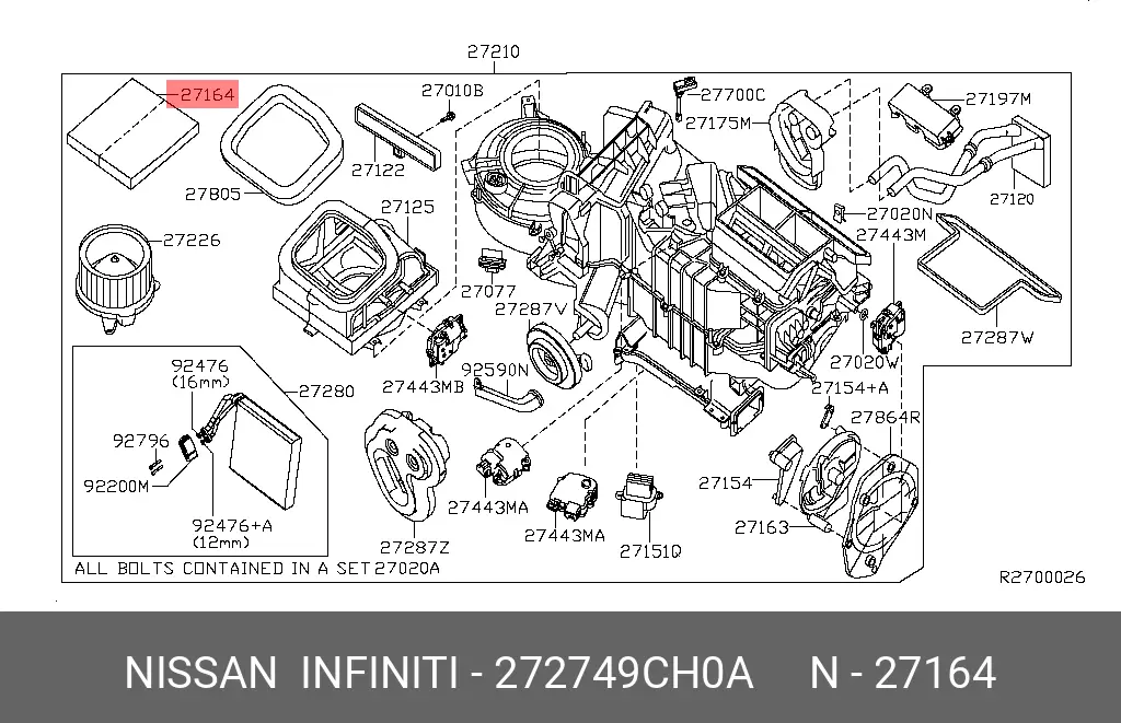 NISSAN 27274-9CH0A CABIN FILTER