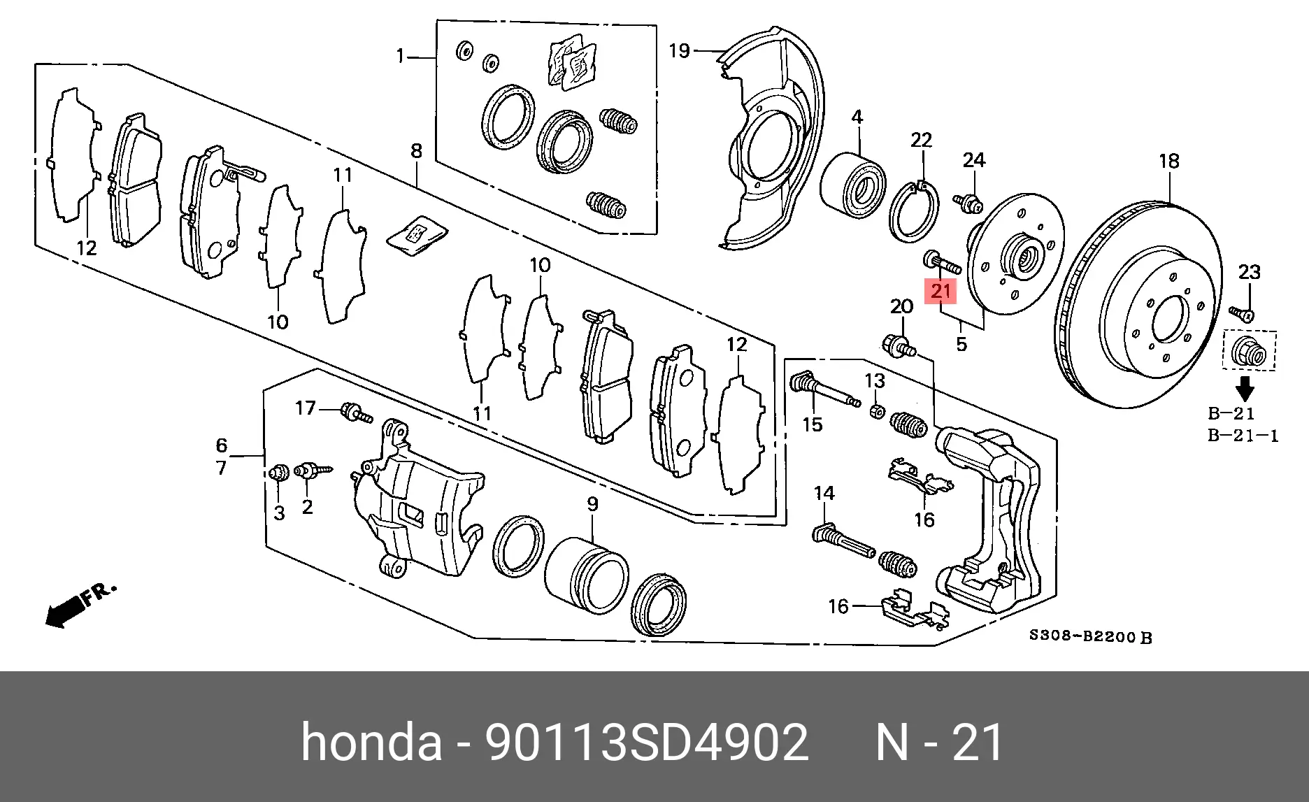 HONDA 90113-SD4-902 WHEEL STUD