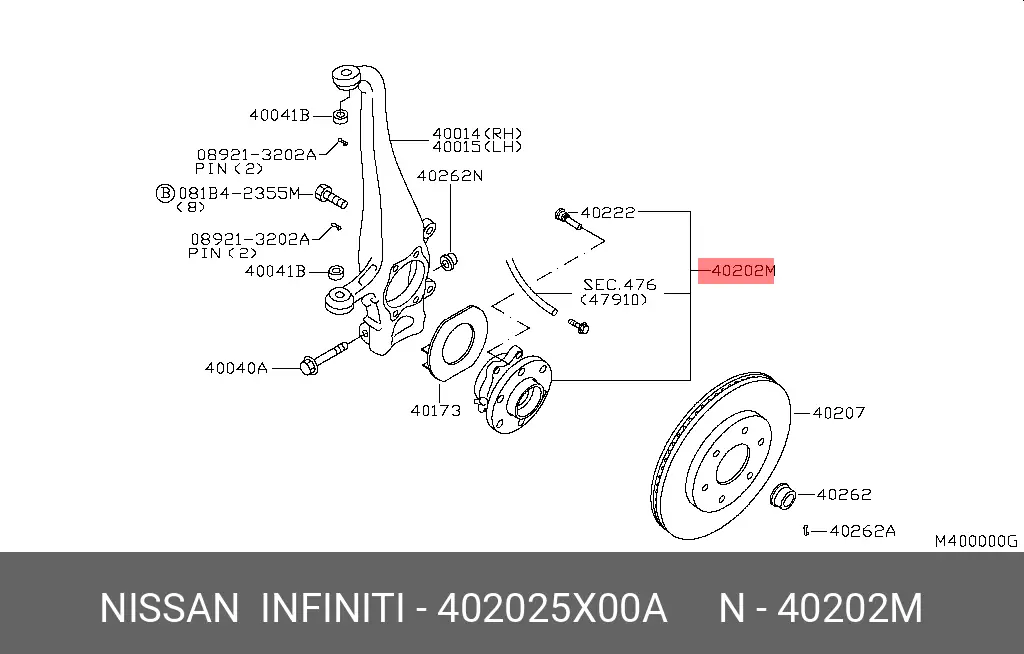 NISSAN 40202-5X00A WHEEL HUB
