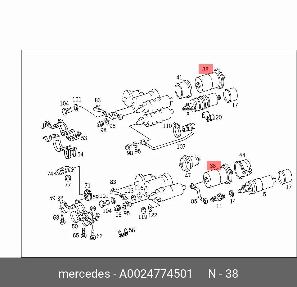 MERCEDES-BENZ A 002 477 45 01 PETROL FILTER (INJECTOR & CARBURETOR)