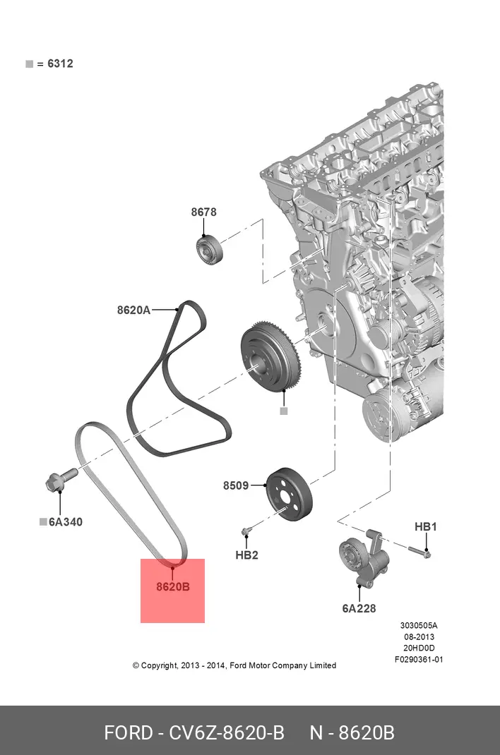 FORD CV6Z-8620-B MULTIRIB BELT