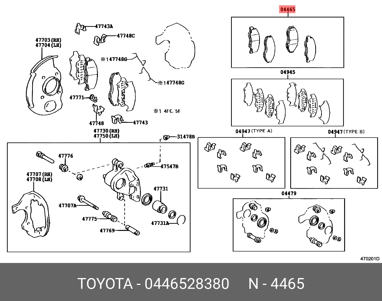 TOYOTA 04465-28380 BRAKE PADS