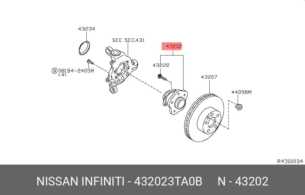NISSAN 43202-3TA0B WHEEL HUB