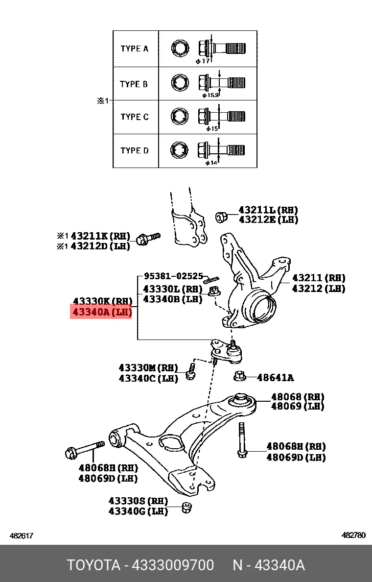 TOYOTA 43330-09700 BALL JOINT