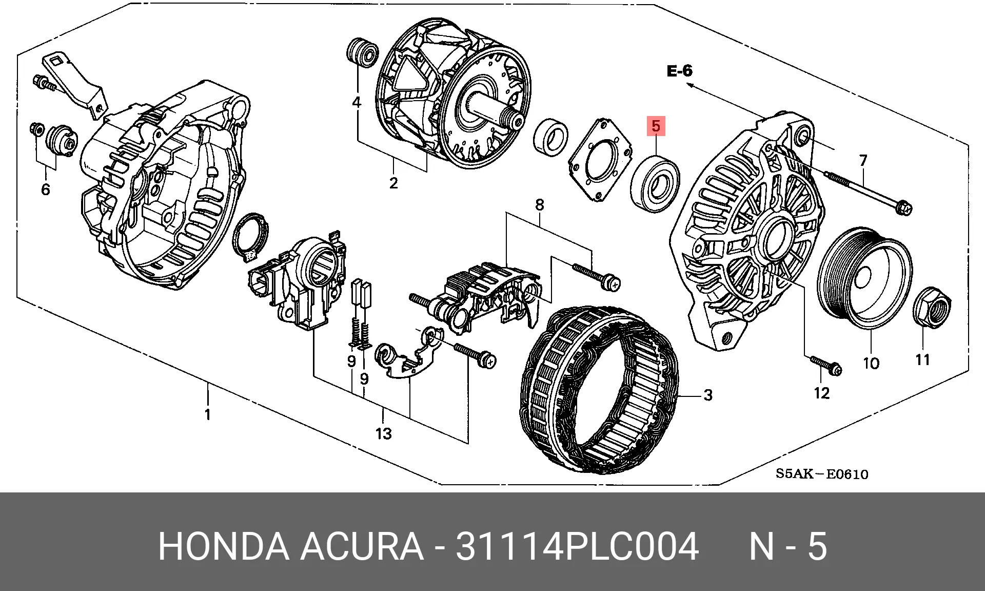 HONDA 31114-PLC-004 BALL BEARING