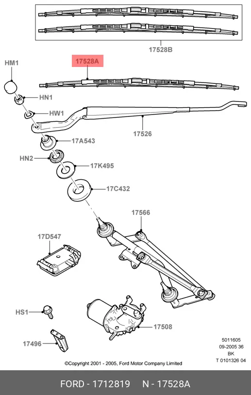 FORD 1 712 819 CONVENTIONAL WIPER