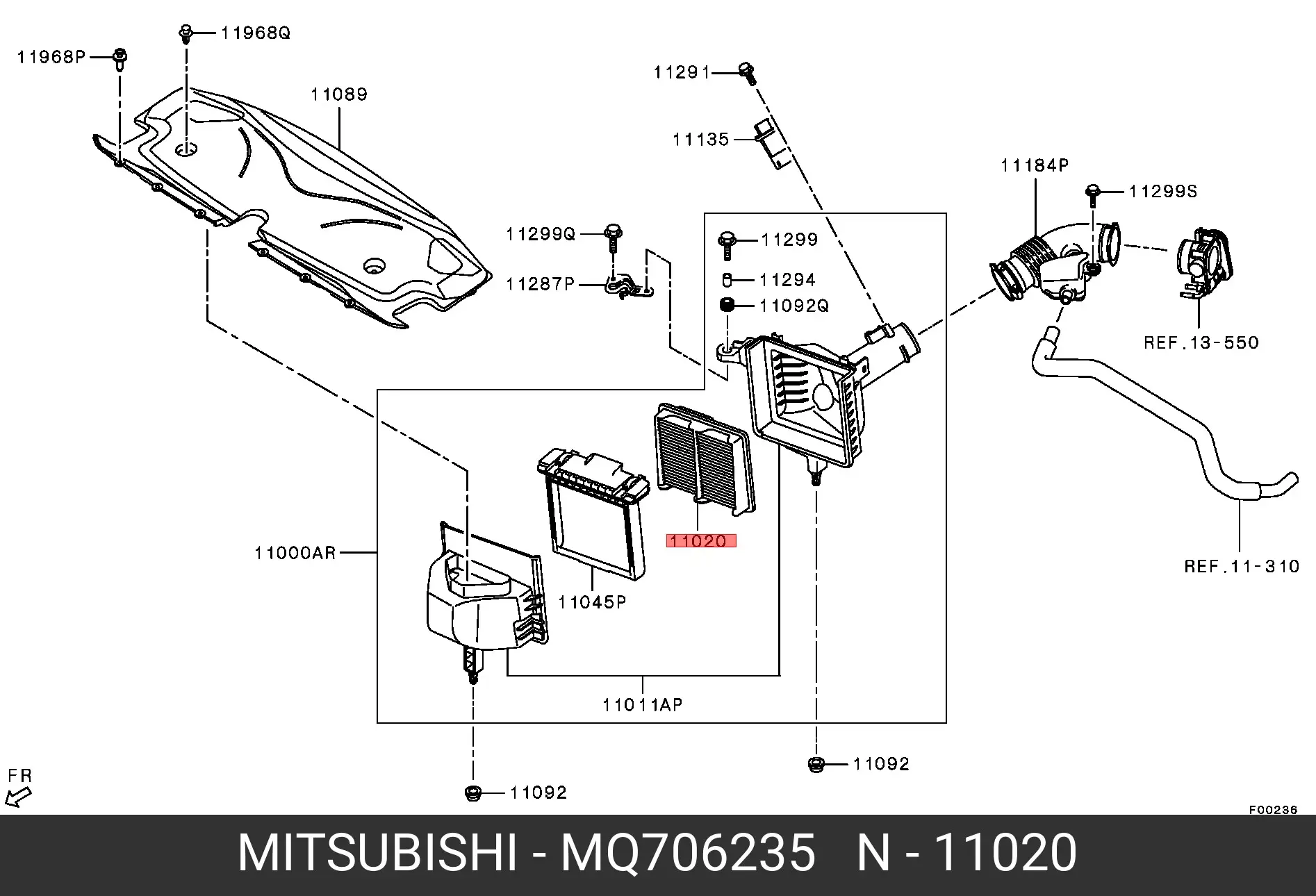 MITSUBISHI MQ706235 AIR FILTER