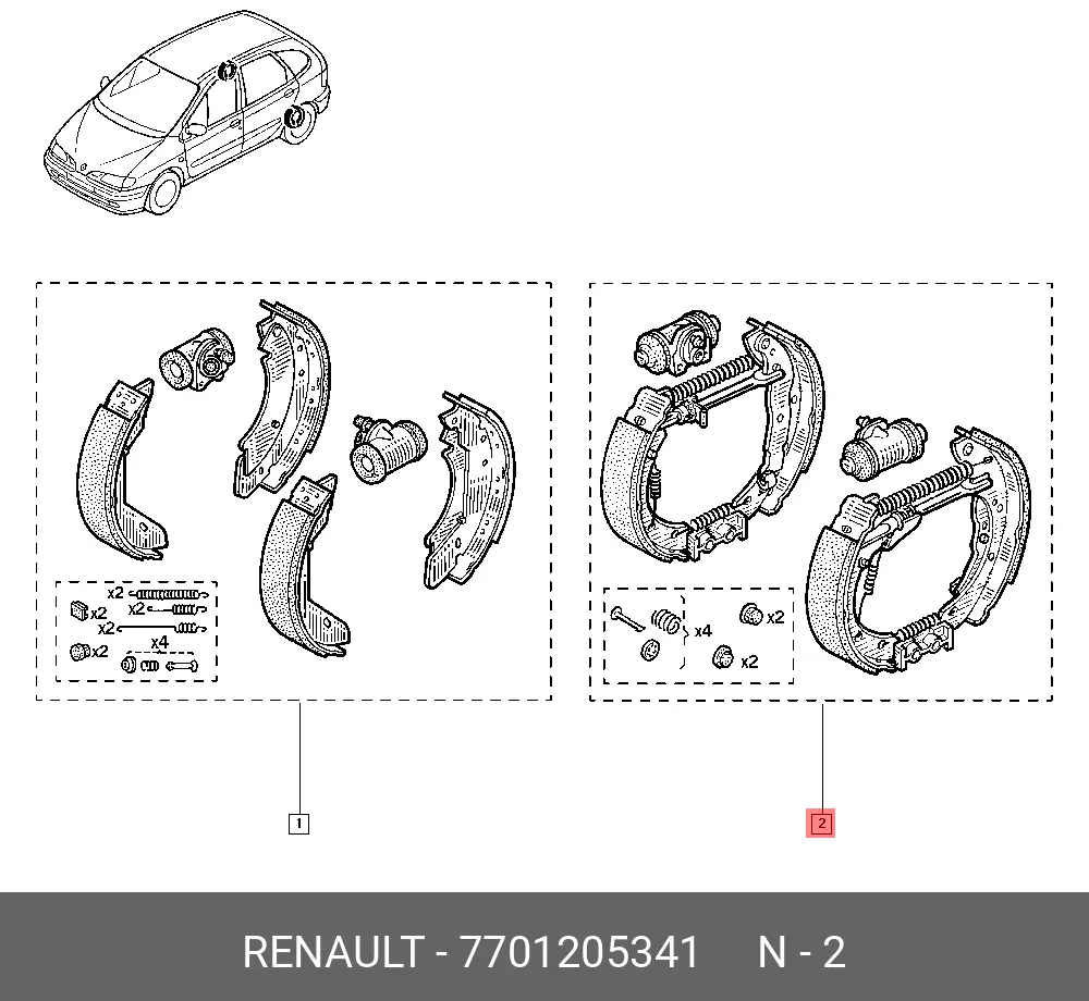 RENAULT 7701-205-341 BRAKE SHOE