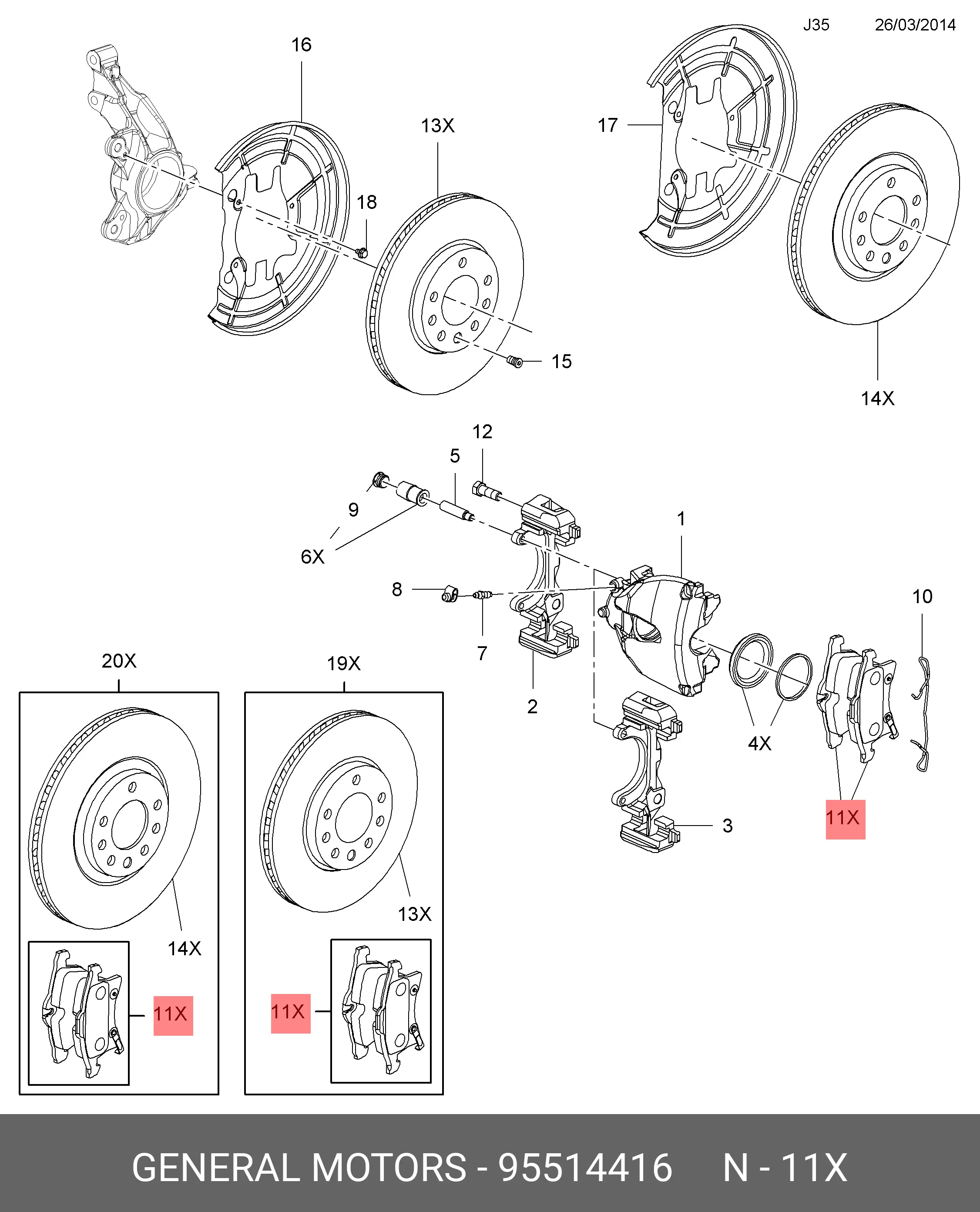 GM 95514416 BRAKE PADS