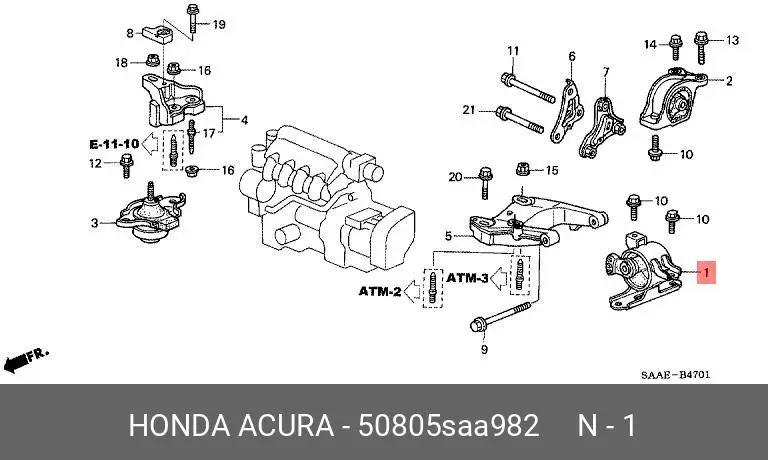 HONDA 50805-SAA-982 INSULATOR ENGINE MOUNTING