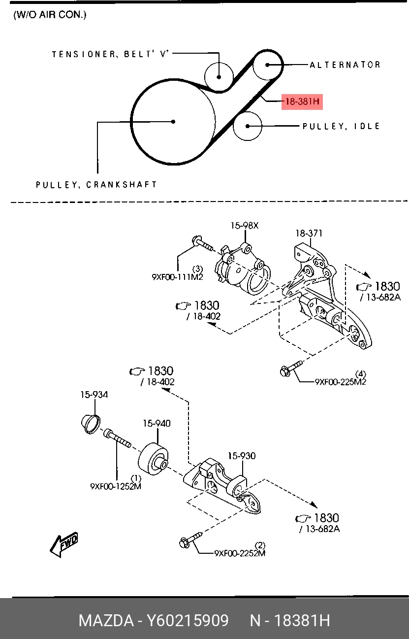 MAZDA Y602-15-909 MULTIRIB BELT