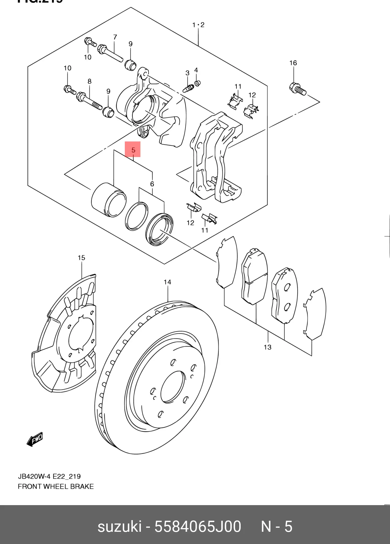 SUZUKI 55840-65J00 CALLIPER PISTON BOOT KIT