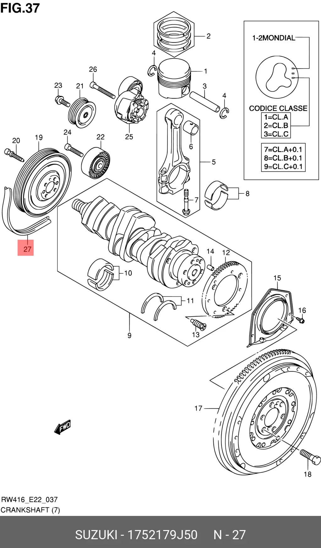 SUZUKI 17521-79J50 MULTIRIB BELT