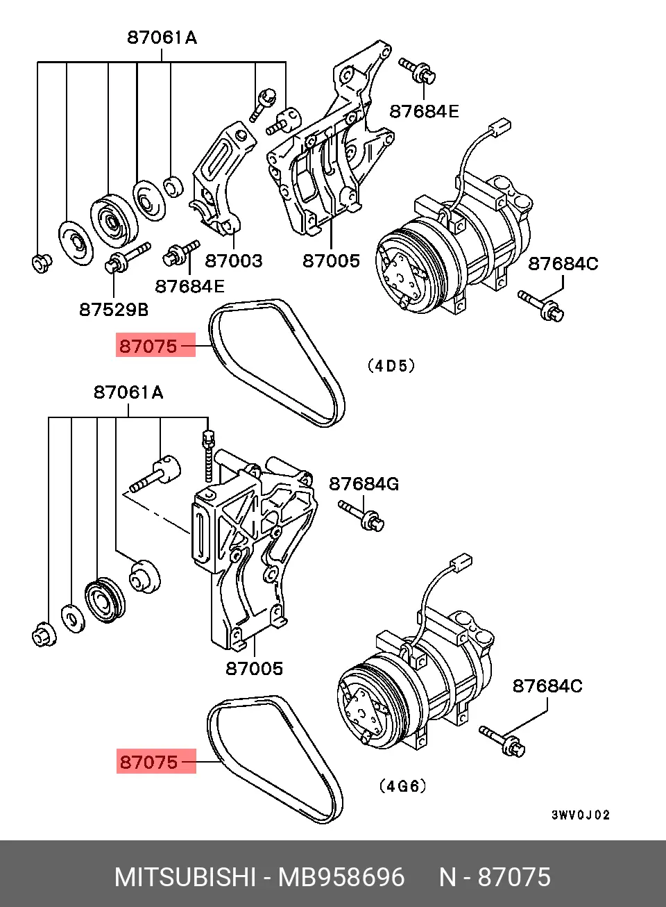 MITSUBISHI MB958696 MULTIRIB BELT