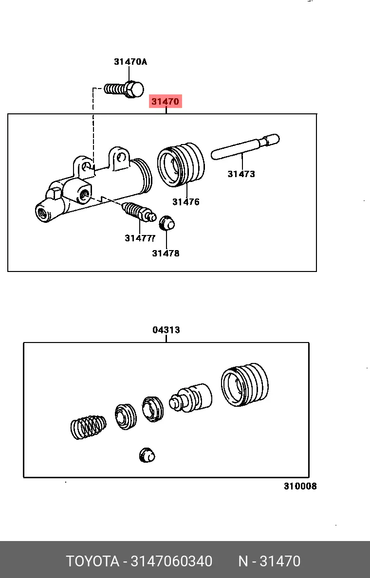 TOYOTA 31470-60340 CLUTCH OPERATING ASSY