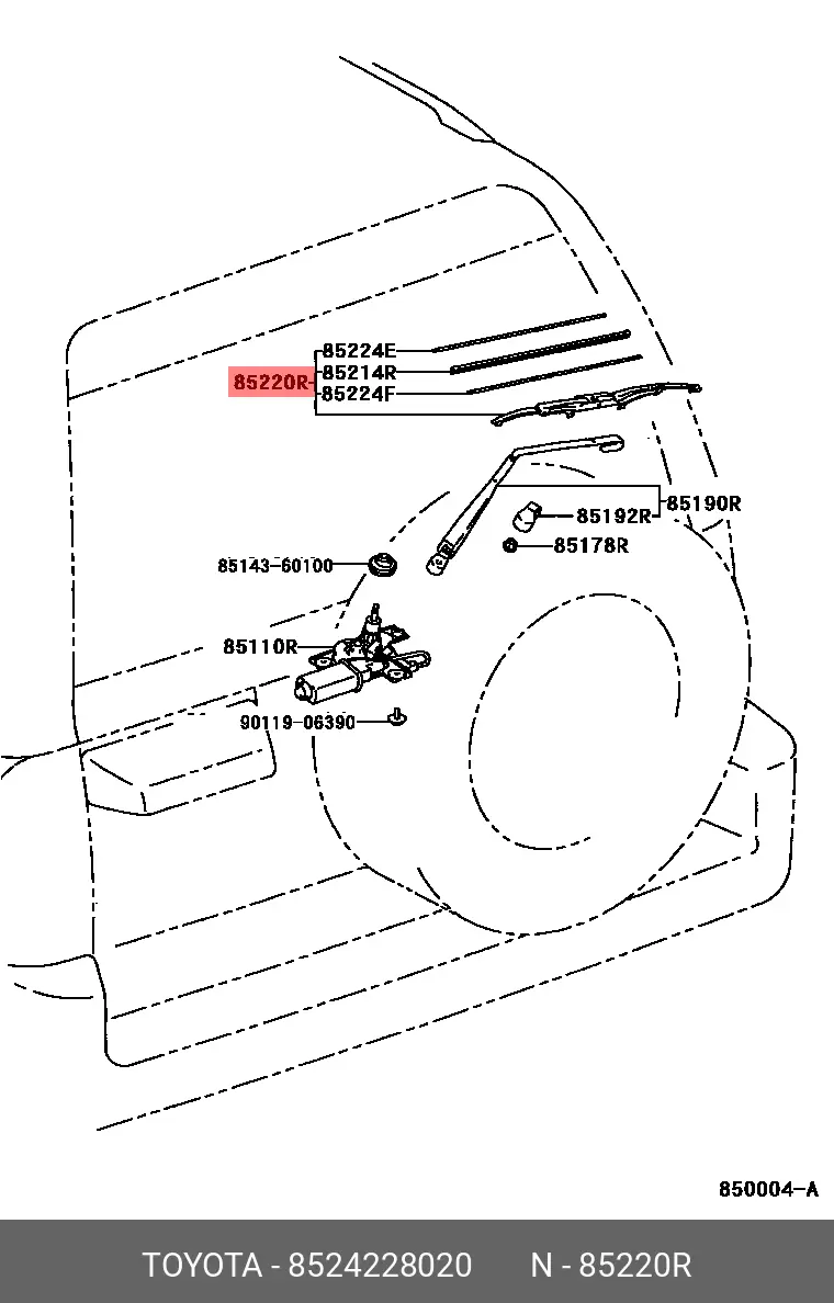 TOYOTA 85242-28020 CONVENTIONAL WIPER