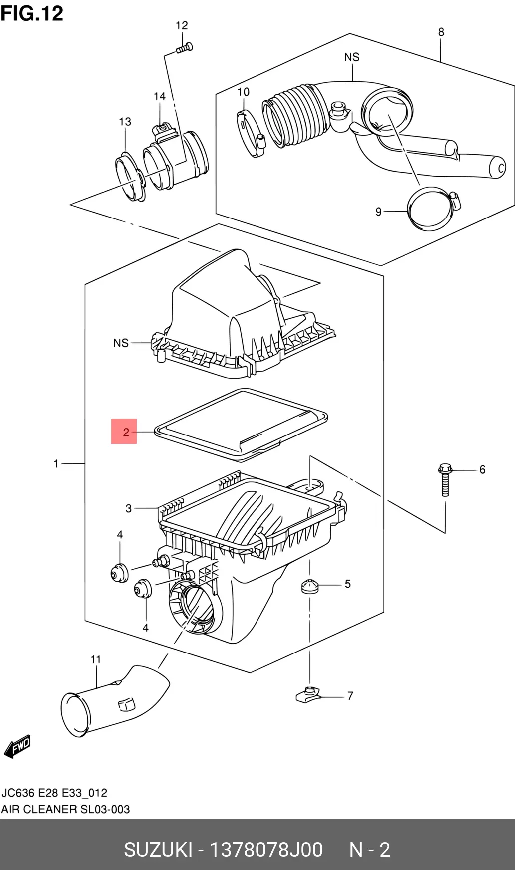 SUZUKI 13780-78J00 AIR FILTER