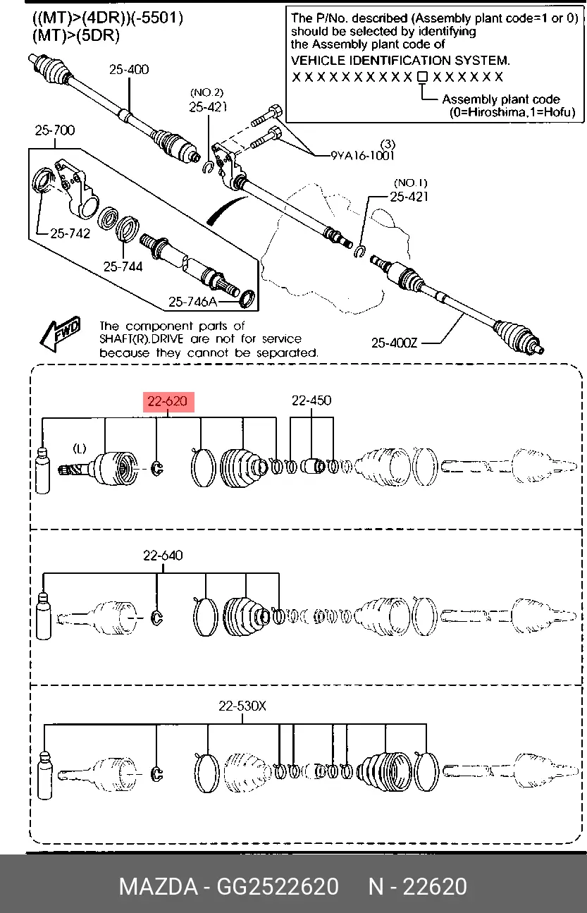 MAZDA GG25-22-620 CV-JOINT