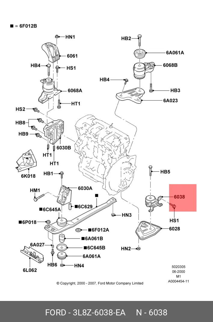 FORD 3L8Z-6038-EA ENGINE MOUNTING