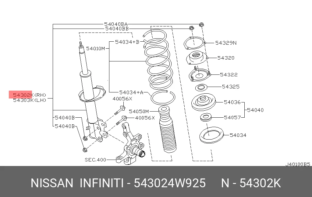 NISSAN 543024W925 STRUT ASS~Y