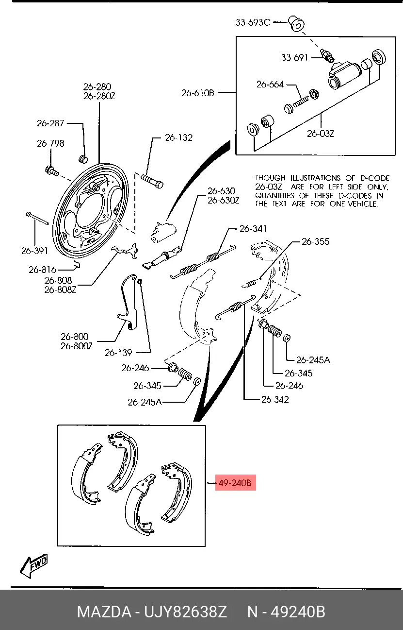 MAZDA UJY8-26-38Z BRAKE SHOE