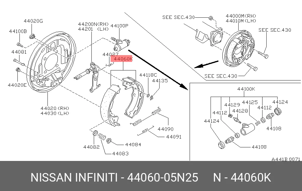 NISSAN 44060-05N25 BRAKE SHOE