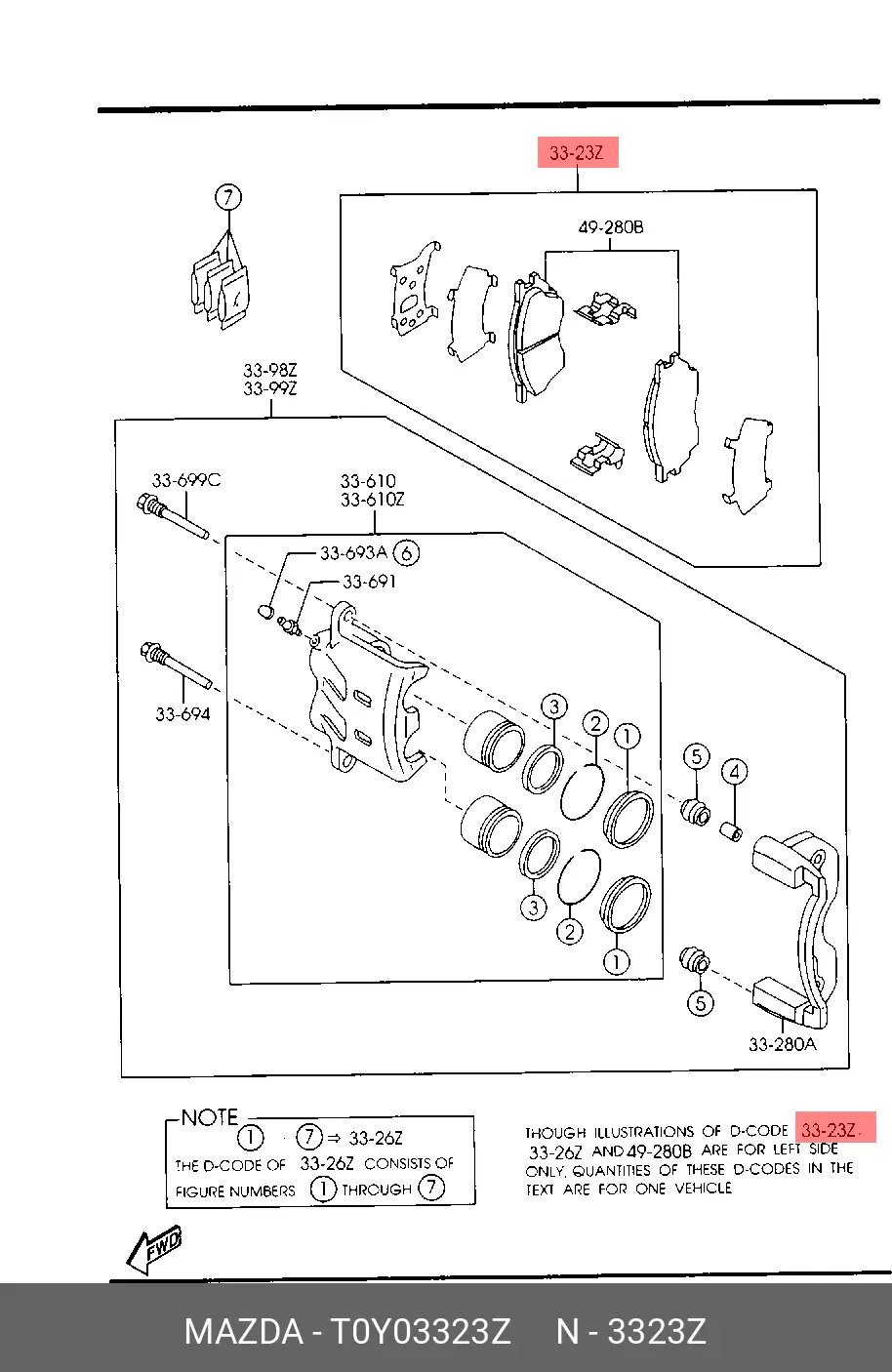 MAZDA TOY0-33-23Z BRAKE PADS