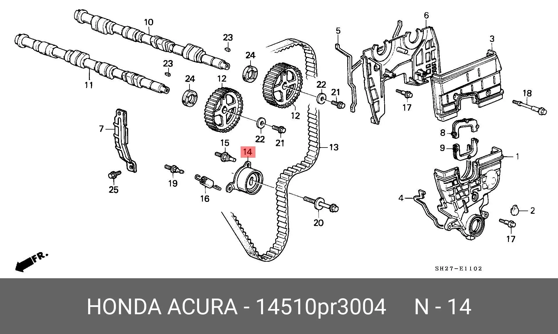HONDA 14510-PR3-004 PULLEY TENSIONER