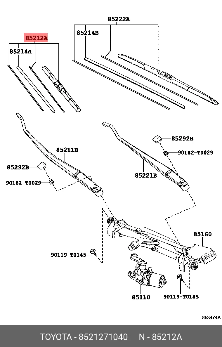 TOYOTA 85212-71040 CONVENTIONAL WIPER