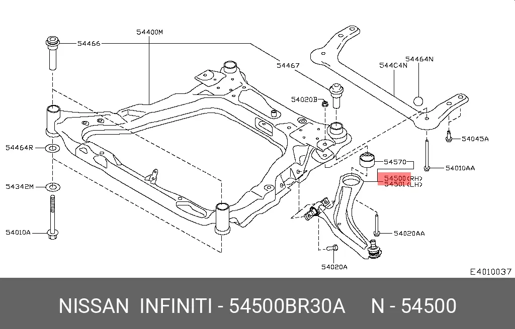 NISSAN 54500-BR30A ARM ASSY, SUSPENSION