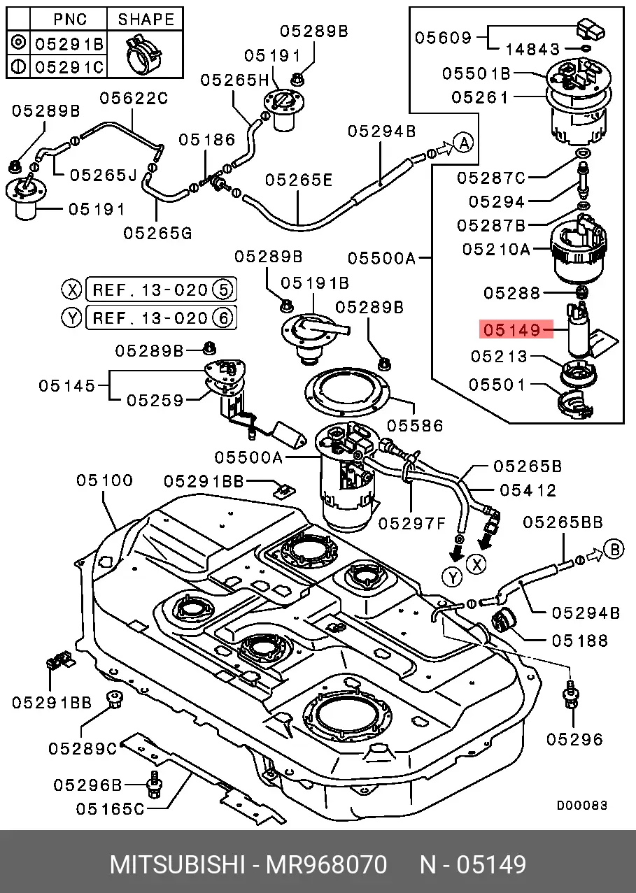 MITSUBISHI MR968070 IN-TANK FUEL PUMP