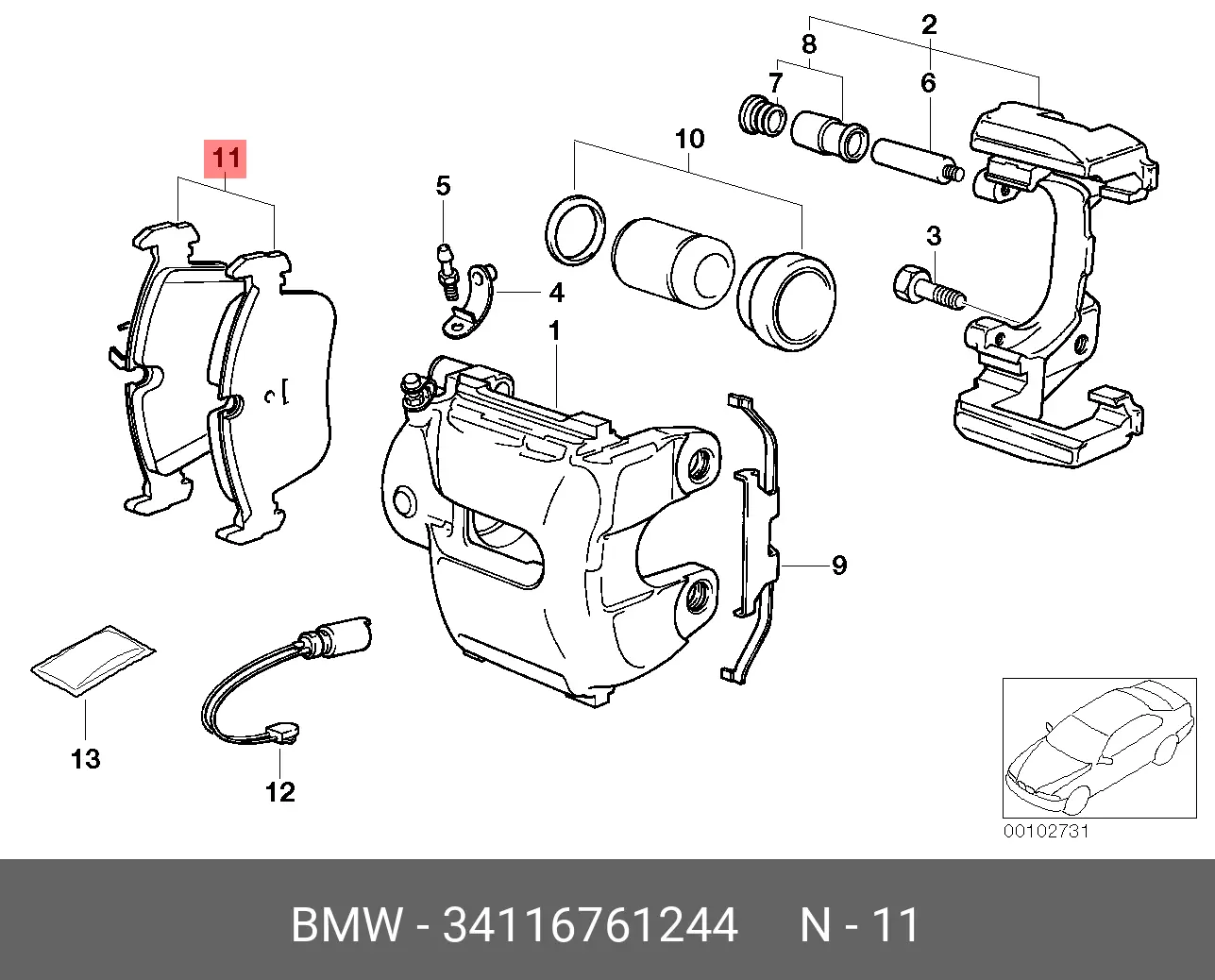 BMW 34 11 6 761 244 BRAKE PADS