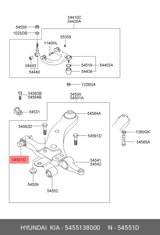 KIA 54551-38000 BUSH, SUSPENSION
