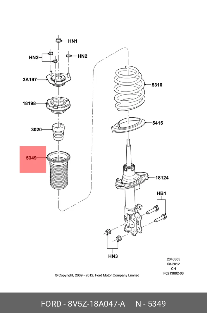 FORD 8V5Z-18A047-A SHOCK DUST COVER