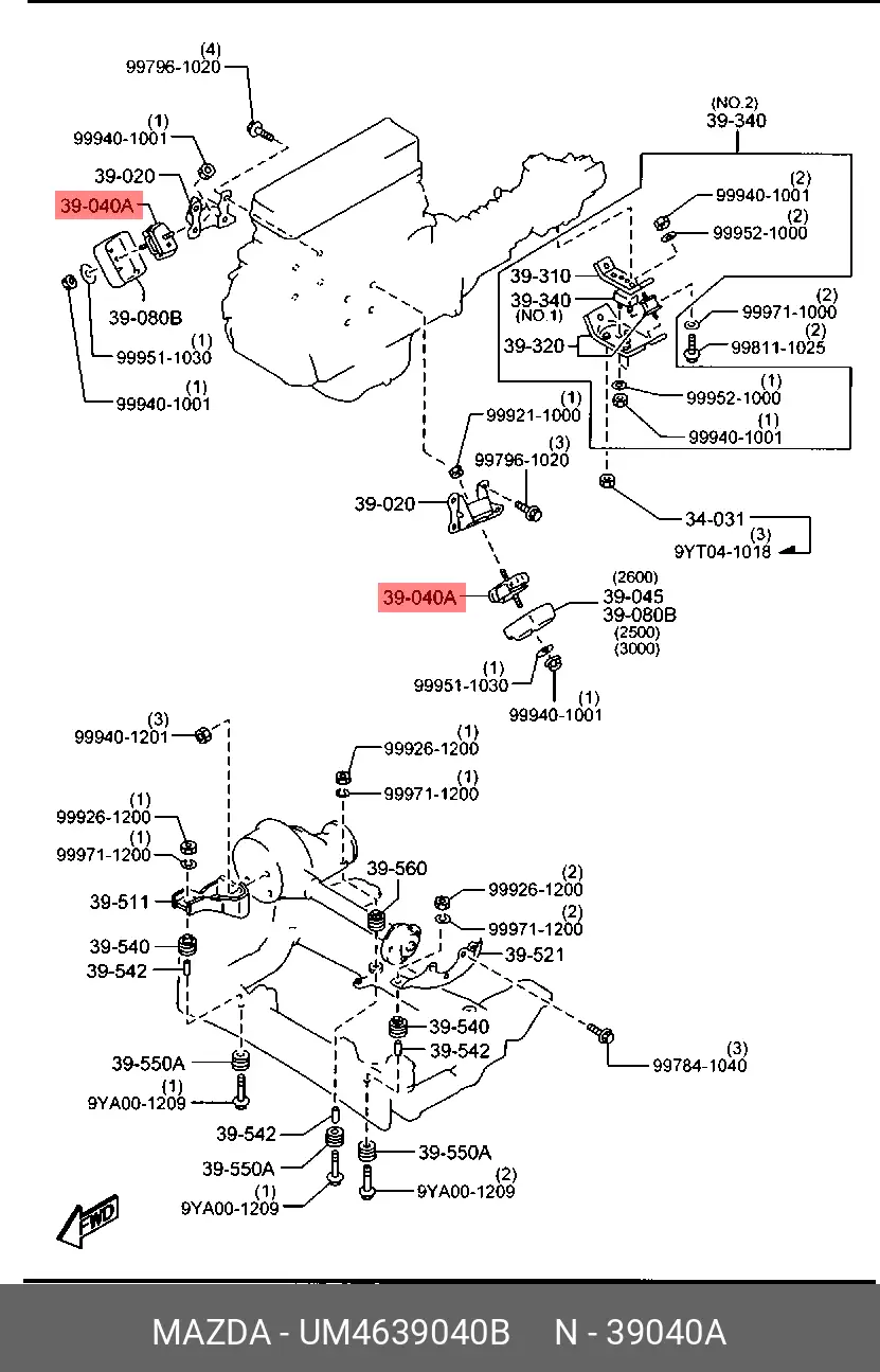 MAZDA UM46-39-040B ENGINE MOUNTING