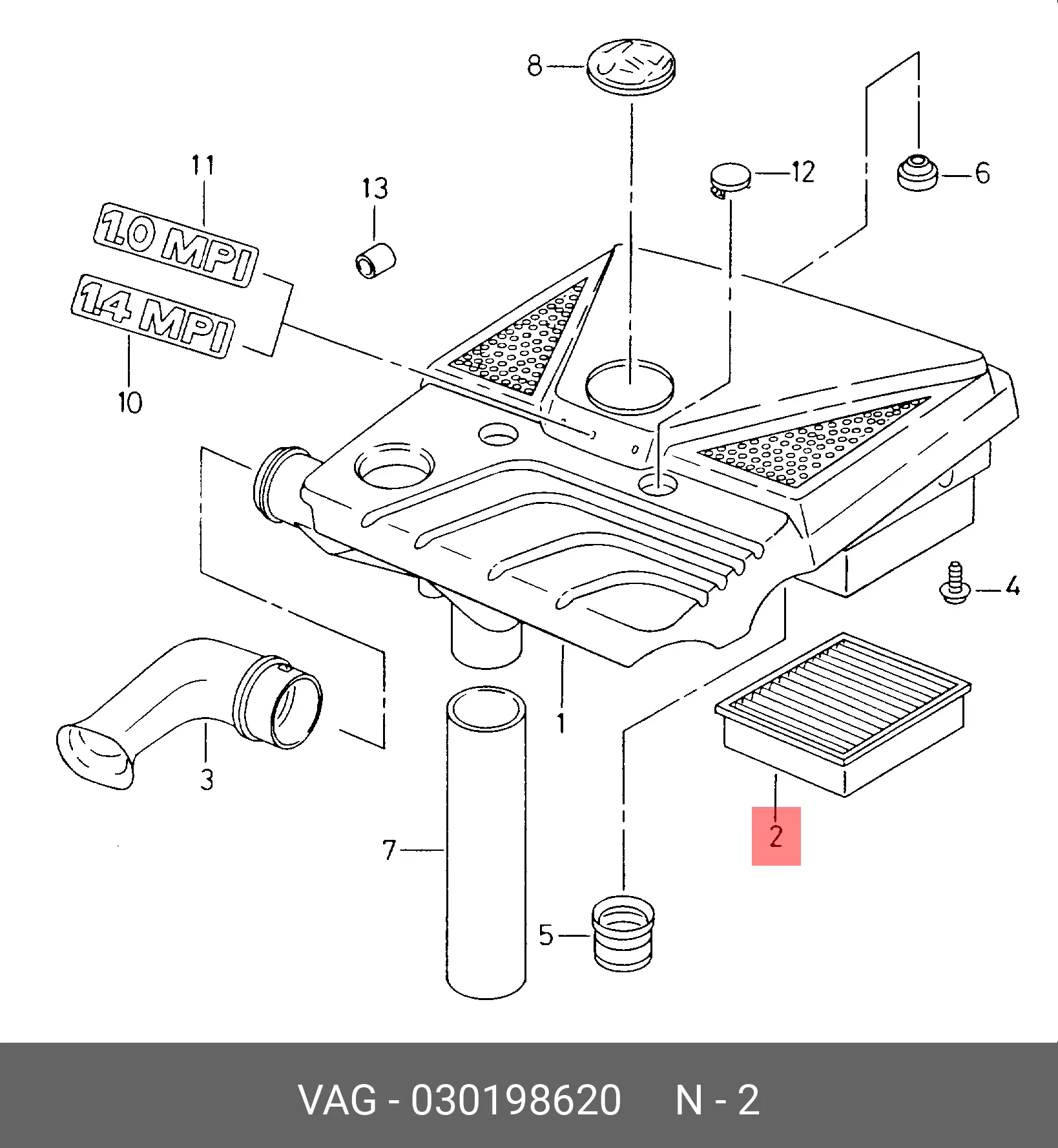 VAG 030 198 620 AIR FILTER