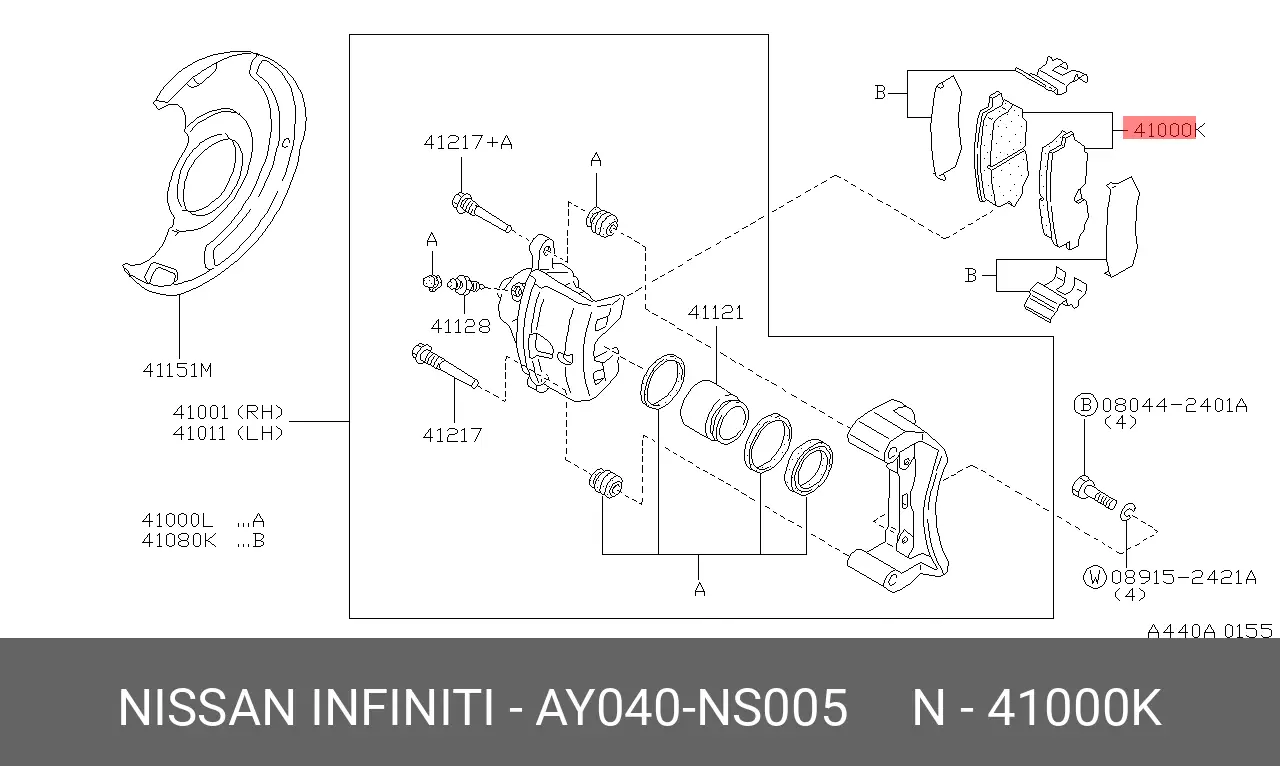 NISSAN AY040-NS005 BRAKE PADS
