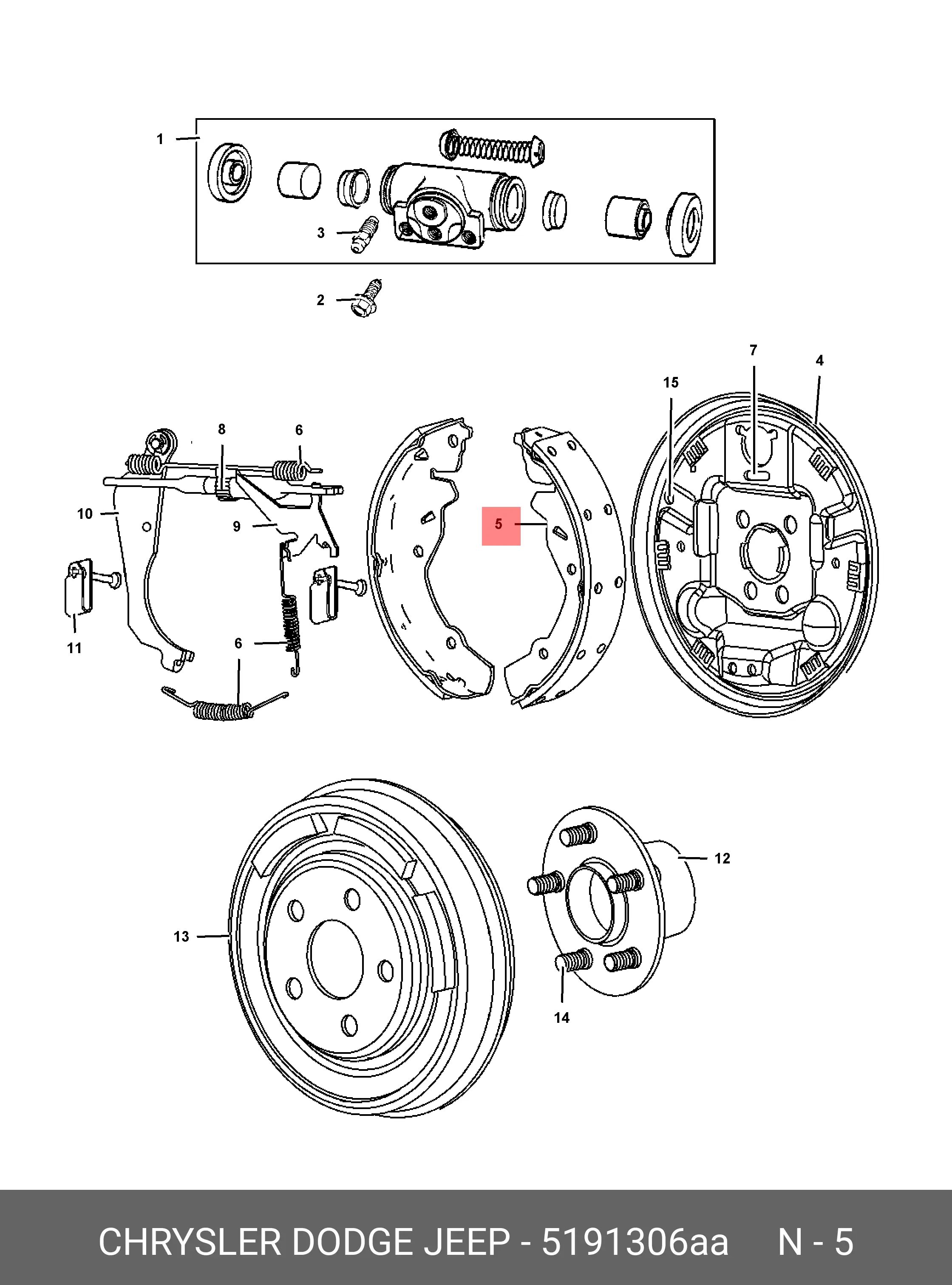 CHRYSLER 05191306AA BRAKE SHOE