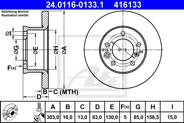 ATE 24.0116-0133.1 ROTOR DISC