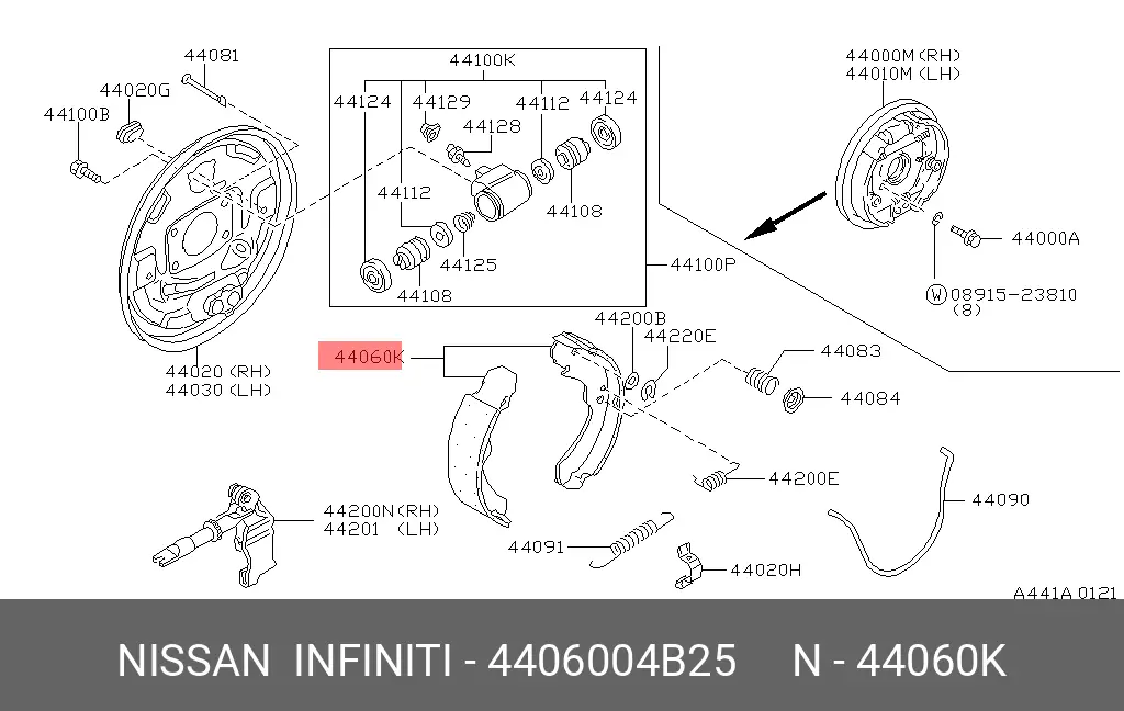 NISSAN 44060-04B25 BRAKE SHOE