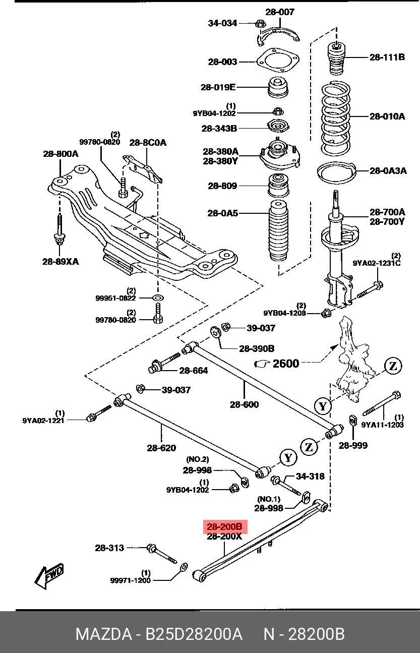 MAZDA B25D-28-200A STRUT/LATERAL, ROD